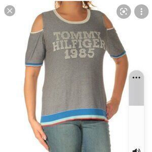 Tommy Hilfiger striped cold shoulder top M